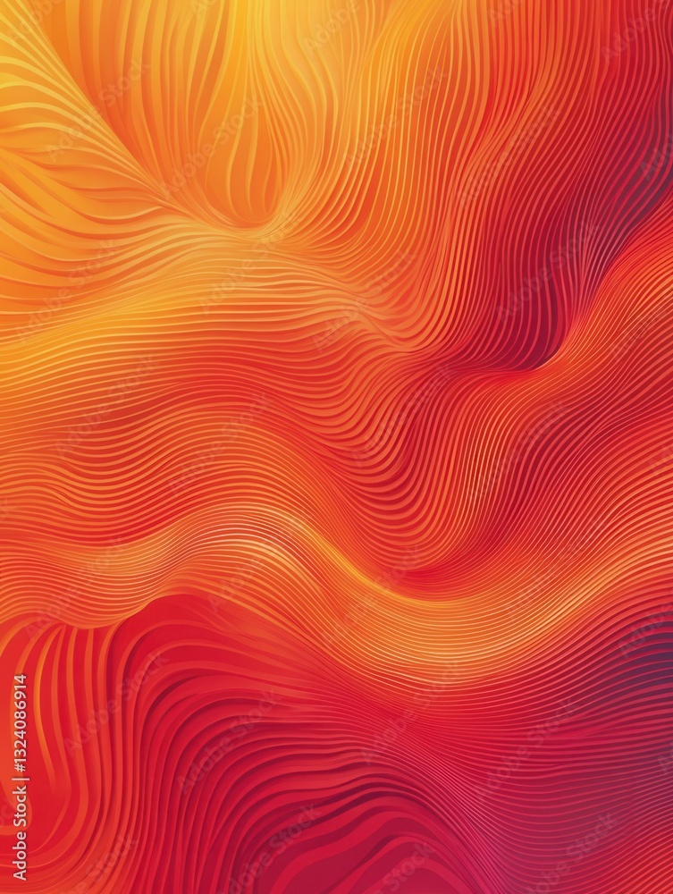 Poster energetic abstract waves in red and orange hues create a vibrant and dynamic background for text or 