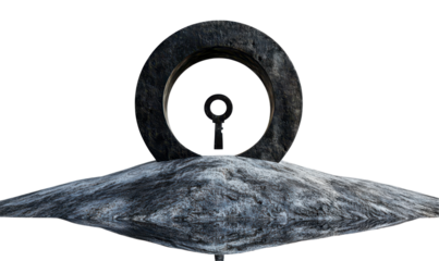 Mysterious Keyhole Floating in an Endless Void of Cosmic Silence Isolate on Transparent Background, cutout, png