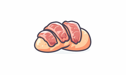 Delicious Bread Rolls with Succulent Meat Topping Illustration