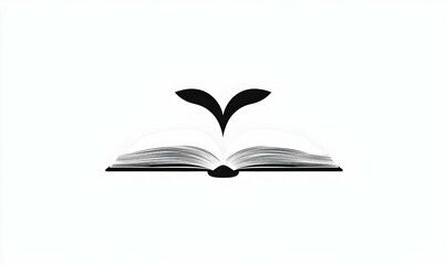 Open Book Graphic with Leaf Concept for Reading and Nature Themes