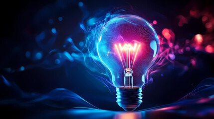 Glowing Lightbulb in Pink and Blue