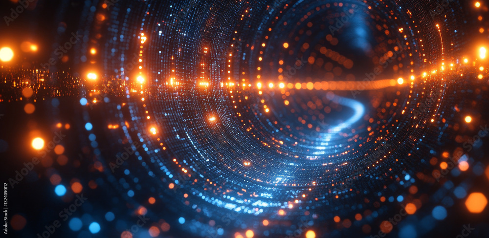 Aufkleber This visualization reflects the intricate relationships of quantum computing concepts such as superposition and entanglement. Bright particles illustrate data optimization and regression patterns.