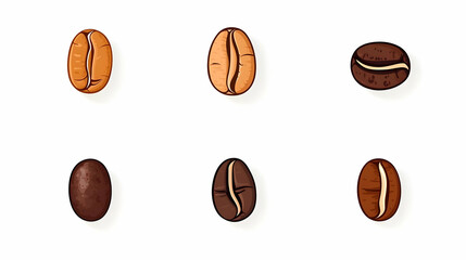 Different Types of Coffee Beans Illustration on a White Background