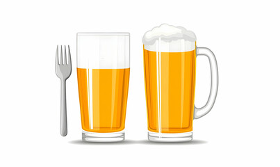 Fresh Beer and Glass with Fork for Food Pairing and Dining Ideas