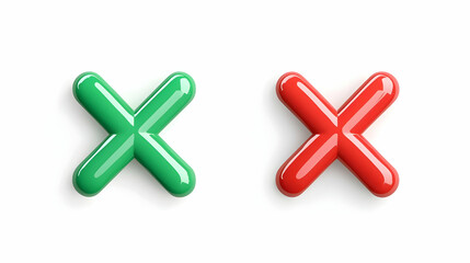 Fototapeta premium Green and Red Check Marks Symbols for Approval and Rejection Concepts