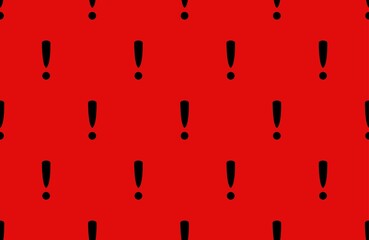 warning sign seamless pattern. seamless pattern with black warning sign on red background.