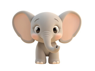 Obraz premium Cute elephant baby PNG file isolated on transparent background cut out, clipping path, social media, close up, high quality, web 