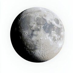 Naklejka premium High Resolution Grayscale Image of a Half lit Moon on White Background