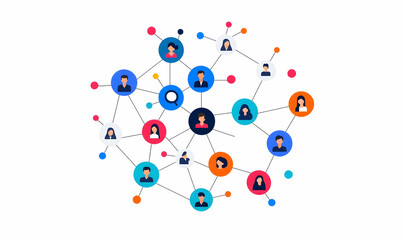 Social Network Connections Concept with Icons and Nodes Design