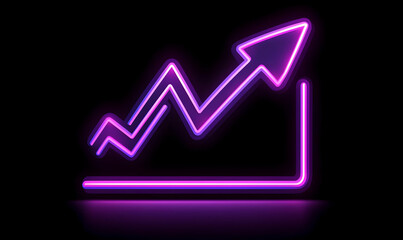 Neon Trend Line with Arrow Showing Growth on Dark Background