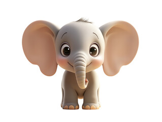 Fototapeta premium 3d Cute elephant baby PNG file isolated on transparent background cut out, clipping path, social media, close up, high quality, web 