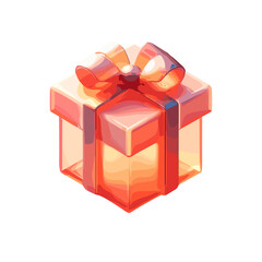 Obraz premium Stylized gift box with a shiny ribbon on white background