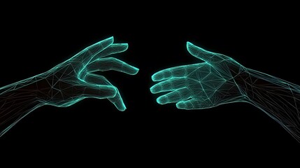Fototapeta premium Dynamic Polygonal Wireframe Human Hands Stretching Illustration