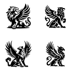 Obraz premium griffin engrave logo icon design illustration