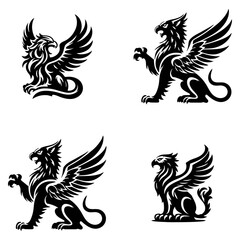 Obraz premium griffin engrave logo icon design illustration