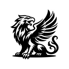 griffin engrave logo icon design illustration