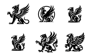 Obraz premium griffin engrave logo icon design illustration
