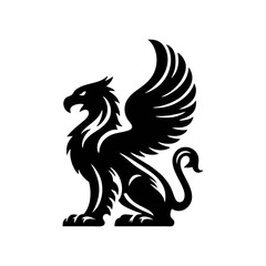 Fototapeta premium griffin engrave logo icon design illustration