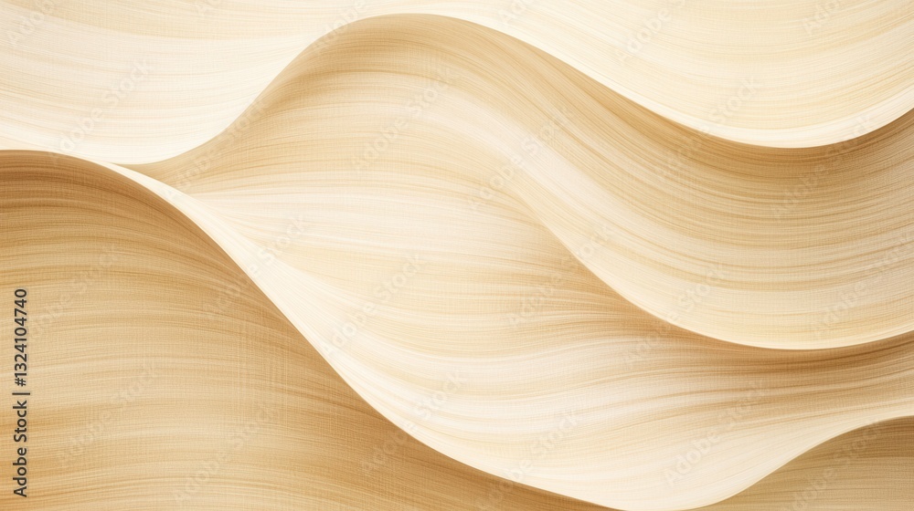Poster warm wooden texture with flowing lines in beige and brown tones, featuring a modern design with orga