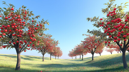 Fototapeta premium Whimsical scene of cherry trees.
