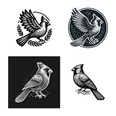 cardinal engrave logo icon design illustration
