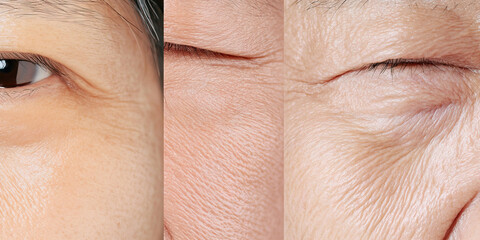 Fototapeta premium Comparative Images of Aging Human Periorbital Skin