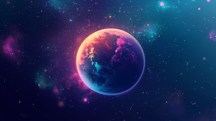 Fototapeta premium Cosmic Planet, Nebula, Stars, Galaxy, Space, Universe, Colorful, Artwork, Vivid, Night