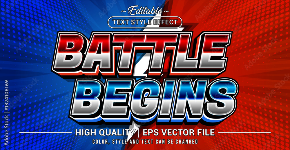 Aufkleber Editable text style effect - Battle begins text style theme. Vector text style illustration template.