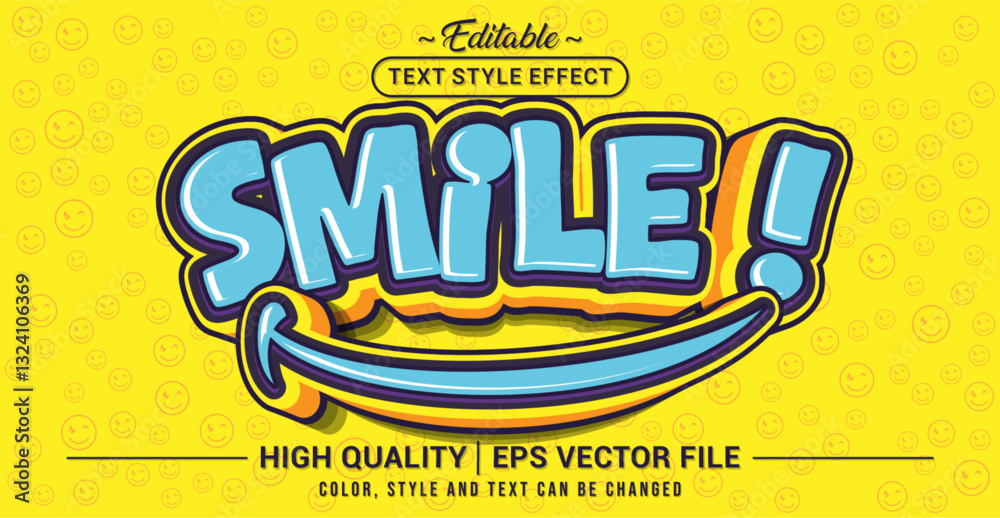 Aufkleber Editable text style effect - Smile text style theme. Vector text style illustration template.