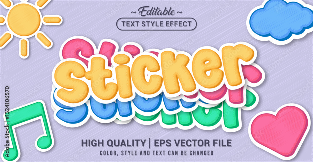 Poster Editable text style effect - Sticker text style theme. Vector text style illustration template.