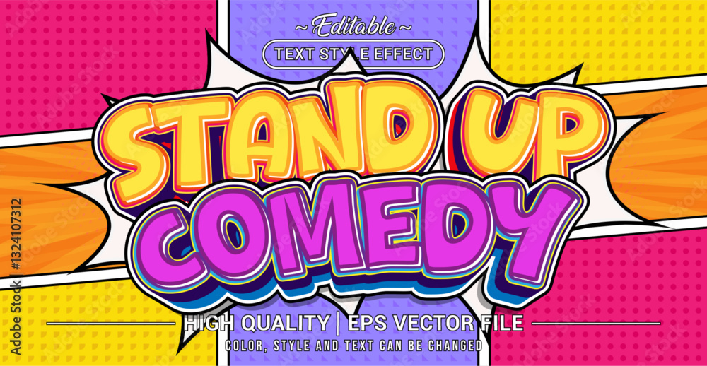 Poster Editable text style effect - Stand up comedy text style theme. Vector text style illustration template.