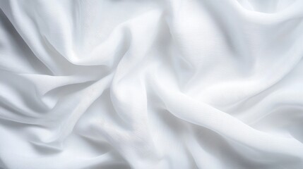 Obraz premium This close-up image presents a beautiful texture of white fabric with smooth drapery, highlighting its elegant and airy essence, perfect for conveying beauty and sophistication.