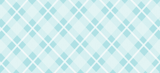 Trendy light turquoise checkered pattern. Vintage gingham print