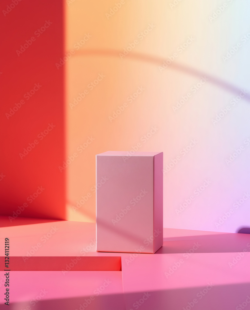 Aufkleber an abstract studio setup featuring a pink display box or podium, creating a visually appealing scene