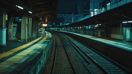 Obraz premium Empty Train Station at Night.