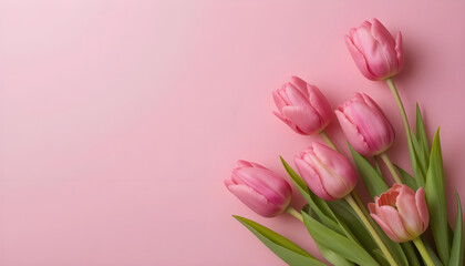 Pink Tulips on Soft Pink Background – Perfect for Mother's Day, 8 March, Easter, and Wedding Invitations