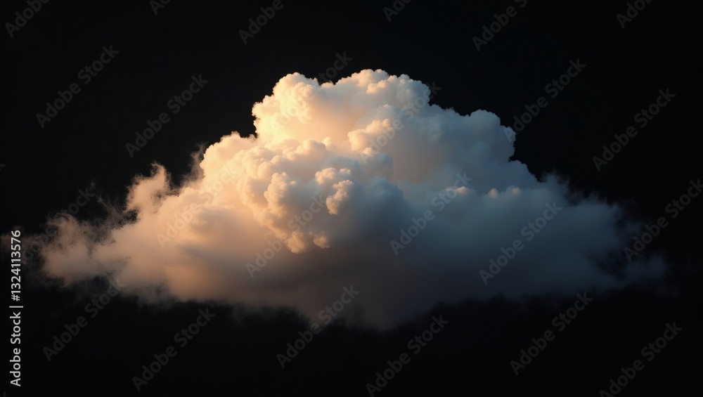 Aufkleber a single puffy cloud against a dark sky, capturing its majestic form. the cloud is illuminated with 