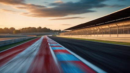 Obraz premium Racing track motion blur during Golden Hour.