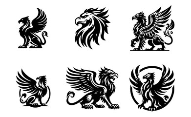 griffin engrave logo icon design illustration