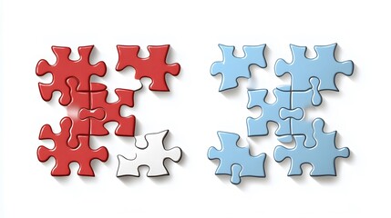 Professional Jigsaw Puzzle Illustration with 25 and 36 Pieces Isolated on White Background