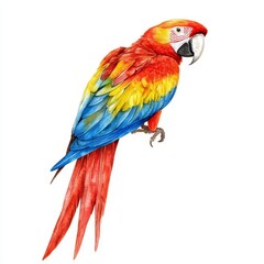 Obraz premium Colorful Scarlet Macaw Parrot with Vibrant Plumage on White Background