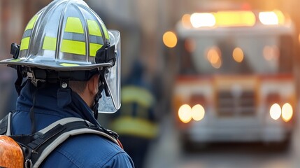Firefighter observing emergency response in action.