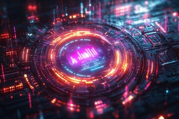 Obraz premium abstract digital circuit board with glowing lights.