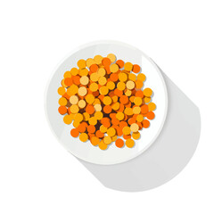 My Simple flat 2D icon lentils in white plate isolated on a white background, vector, flat design, animation design, simple flat 2D icon, minimalist design, clipart