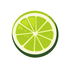 My Simple flat 2D icon sliced lime isolated on a white background, vector, flat design, animation design, simple flat 2D icon, minimalist design, clipart