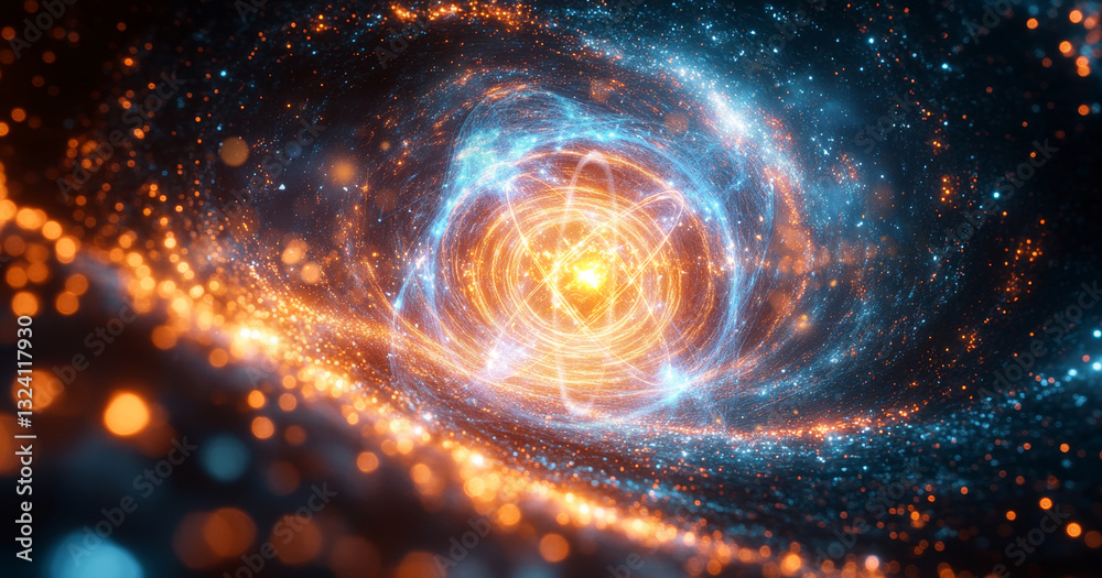 Poster A vibrant display of quantum concepts illustrates qubit dynamics, showcasing superposition and entanglement phenomena. The swirling colors depict the complexity of quantum states and interactions.