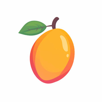 My Simple flat 2D icon mango isolated on a white background, vector, flat design, animation design, simple flat 2D icon, minimalist design, clipart