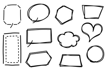 手書き風の吹き出しとフレームセット