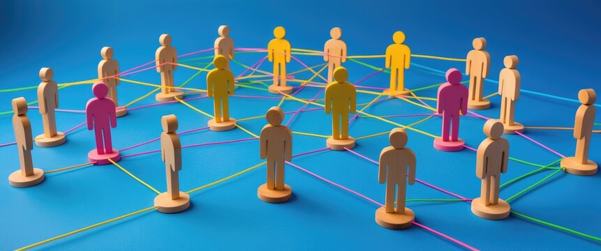People linked by numerous lines. A business company's hierarchy without a central authority. Allocation of roles and responsibilities, communication without red tape. Autonomy and efficiency.