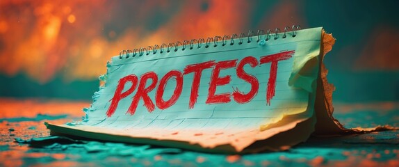 A protest is a statement or action that expresses disapproval or objection to something, illustrated through a text concept on notepad.